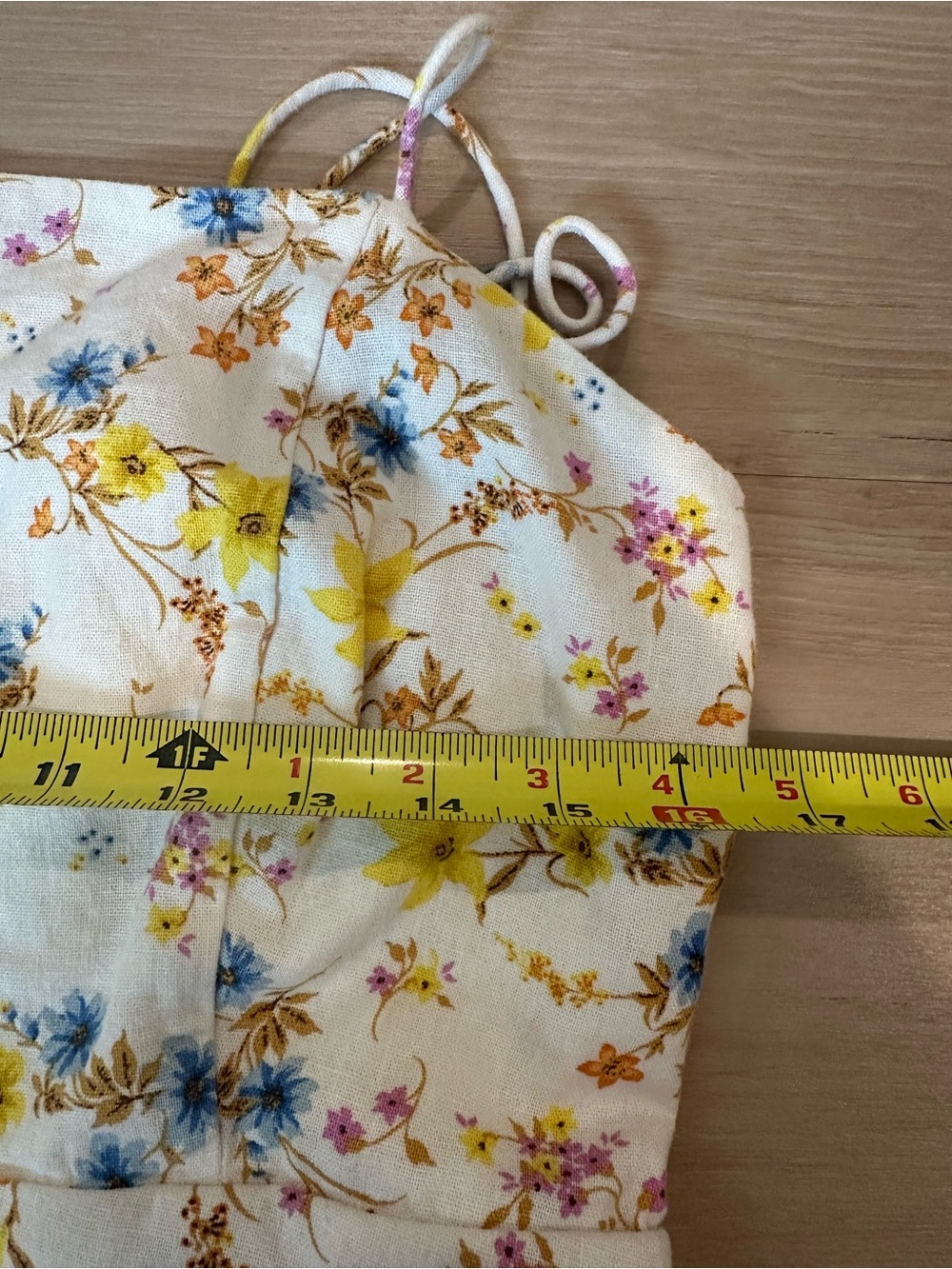 Old Navy Linen Blend Floral Mini Dress Cottagecore Smocked Back Large - Picture 9 of 10